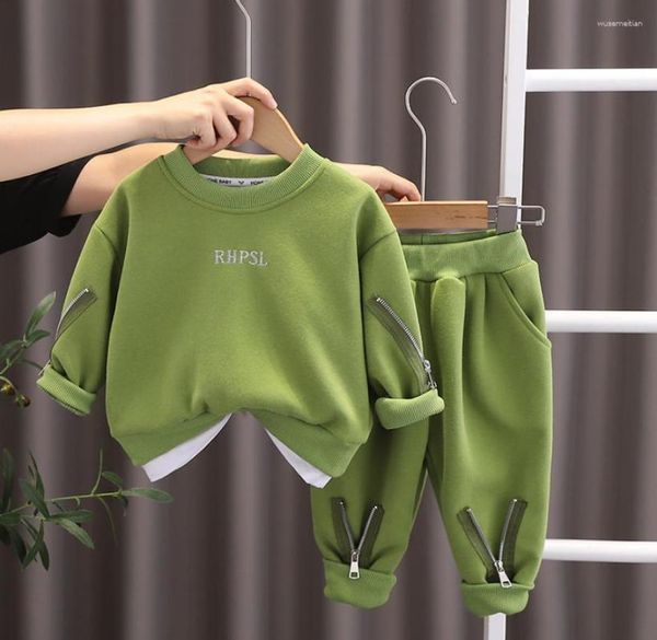 Conjuntos de ropa 1-5 años Niños Trajes de otoño Diseñador Moda Color sólido Manga larga Sudaderas con capucha Pantalones Chándales Niño pequeño