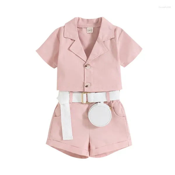 Ensembles de vêtements de 1 à 5 ans filles et enfants de style coréen de style coréen short short avec sac de taille costume de vêtements pour enfants