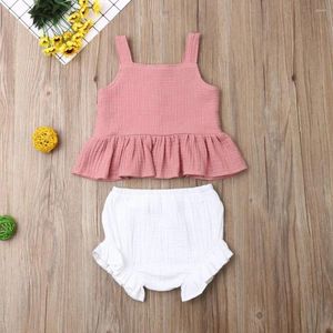 Ensembles de vêtements 1-5 ans né bébé filles sans manches débardeur Tok hauts mini shorts tenues ensemble fille recevant des couvertures et un bandeau