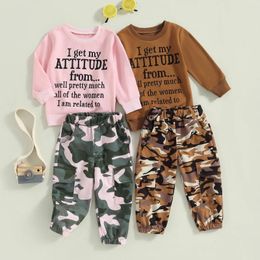 Ensembles de vêtements 1 à 6 ans pour bébés filles de printemps de vêtements d'automne jeu de vêtements imprimées à manches longues Sweatshirt Stretch Camouflage Pantal