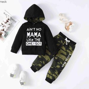 Kledingsets 1-6 jaar Kindjongenset Zwart lange mouw Hoodie + Camouflagebroek Kinderen Baby Fashion Spring kleding Pak