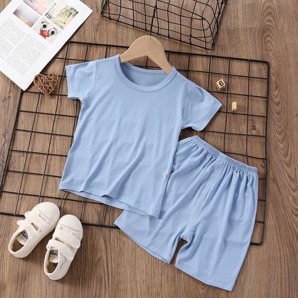 Ensembles de vêtements 1-7 ans couleur unie bébé vêtements ensemble été Modal nouveau-né bébé garçons filles vêtements 2 pièces bébé pyjamas unisexe enfants vêtements ensembles