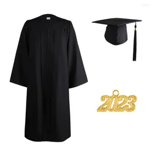 Ensembles de vêtements 1 ensemble Graduation Uniforme Solid Black Degree Bobe avec Tassel 2024 College Hat Unisexe