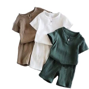 Clothing Sets 1 to 8 Years 2PCSSet Cotton And Linen Retro Kids Children Clothes Suits Boys Girls Summer Baby 230607