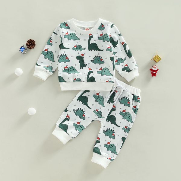 Ensembles de vêtements -10-10 Lioraitiin 0-3 ans enfant en bas âge bébé garçon fille 2 pièces automne ensemble de vêtements à manches longues Animal dinosaure imprimé haut pantalon long 230418