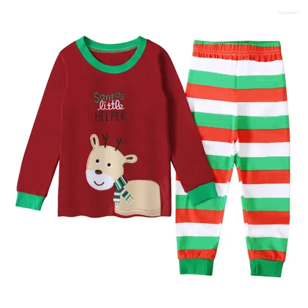 Ensembles de vêtements 2-7y Christmas Girl Girl Vêtements Cartoon Tops Red Tops Pant 2pcs Suit automne