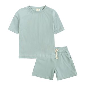 Conjuntos de ropa 2 piezas Conjuntos de verano de novedad Baby Boy Sport Outfits Ropa Ropa para niñas Top sólido T-ShirtShorts Niños Chándal para niños 230516