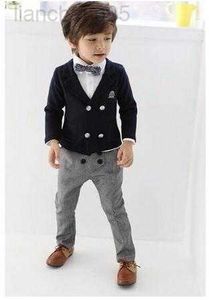 Ensembles de vêtements 2018 Blazers vestes pour bébés garçons Costumes de mariage Enfants vêtements costume Enfants Lounge costume Garçons Blazers costumes (2 pcs) livraison gratuite W0222