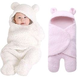 Kleding sets 2021 geboren babyjongen meisje swaddle slapende wrap pluche katoenen nachtkleding deken po prop