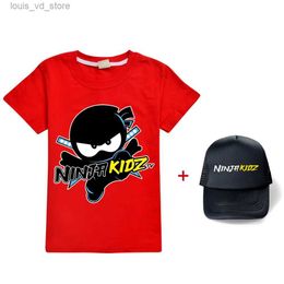 Ensembles de vêtements 2021 ninja kidz garçons filles T-shirt + chapeau Enfants à manches courtes enfants Tops décontractés t-shirts