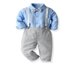 Ensembles de vêtements 2021 Toddler Striped Sautpuise Saves Boy Vêtements Spring Summer Mentlemen Party Shirt Pantal