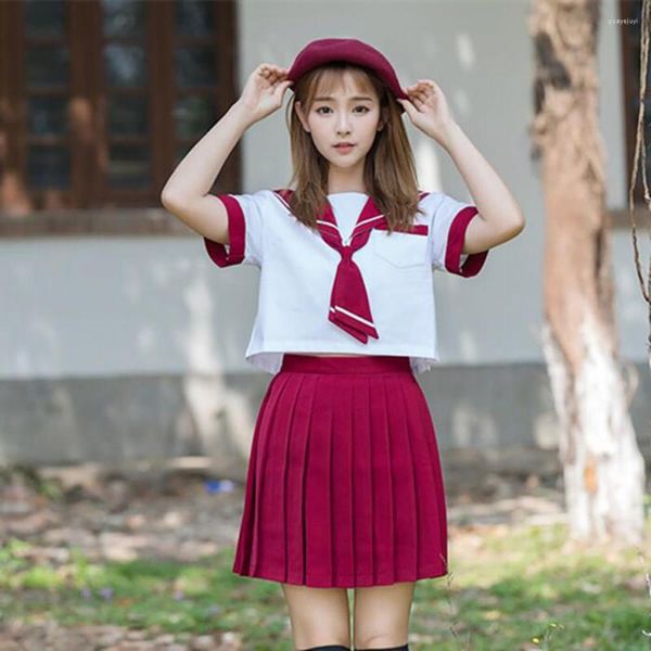Ensembles de vêtements 2022 arrivée japonais JK école uniforme filles été haute femmes nouveauté marin costumes uniformes couleur rouge