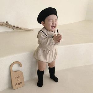 Kledingsets 2022 Autumn Baby Baby Lange Mouw Kleding Set Infant Boy Navy Collar Shirts PP Pants 2pcs Girl Outfits Children Suit