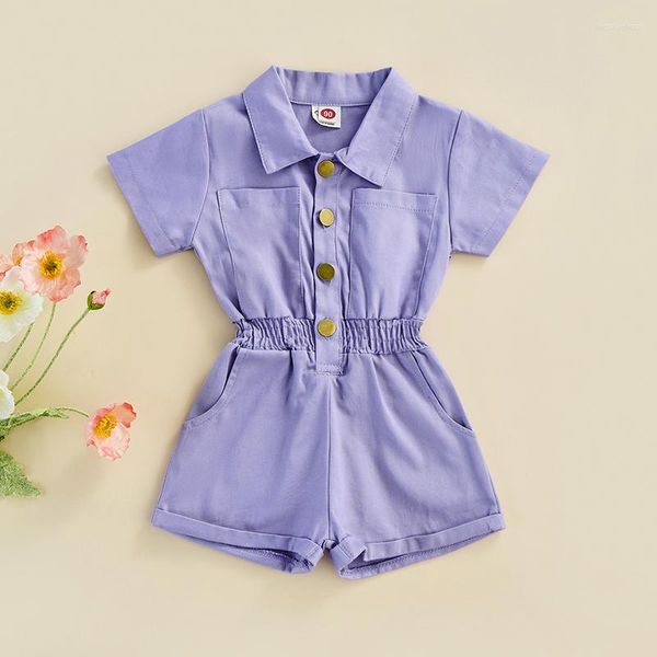 Conjuntos de ropa 2022 Born Baby Boy Girls mono verano algodón Casual Color sólido manga corta botón Playsuit niño pequeño mamelucos