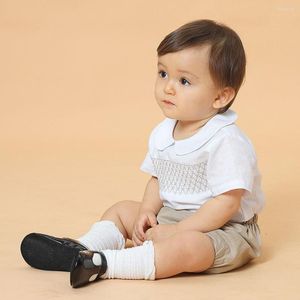 Kledingsets 2022 jongens Spaanse kleding set babyjongen boetiek kinderen handgemaakte gesmokte outfits peuter verjaardag dooppak