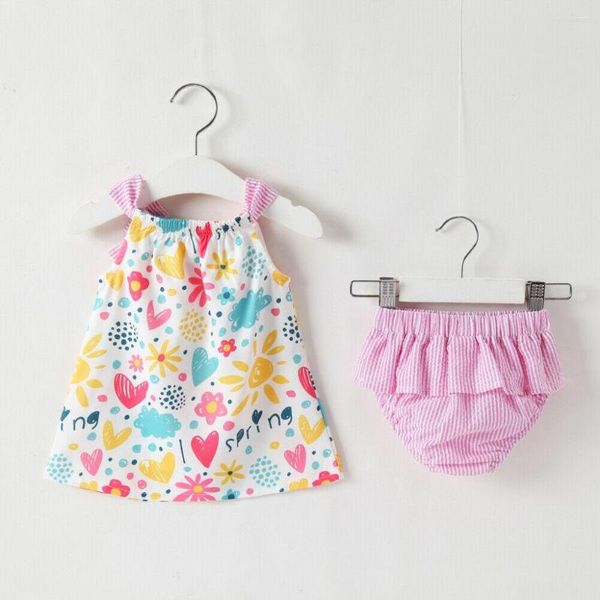 Ensembles de vêtements 2022 Emmababy Born Kid Baby Girl Floral T-shirt sans manches Robe Short Briefs Outfit Vêtements d'été 0-24M