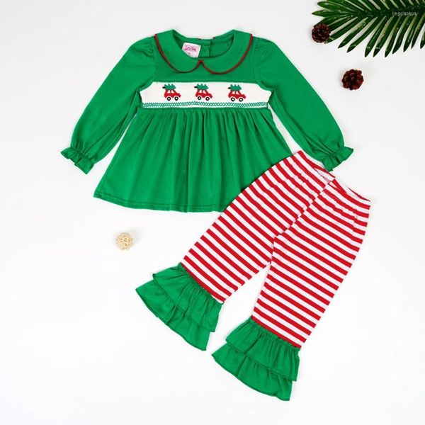 Ensembles de vêtements 2022 fait à la main bébé fille ensemble de vêtements Boutique enfants body noël broderie Smock tenues robe de princesse pour Babi