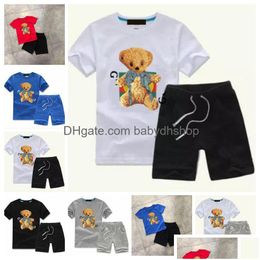 Ensembles de vêtements 2022 Kid Summer Boys T-shirt Imprimer Cartoon Animal Designer Enfants Casual Unisexe Vêtements Fille Sports Twopiece Round Neck Dhzn3