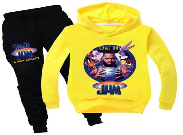 Ensembles de vêtements 2022 Kids Movie Space Jam 2 Girl Boys Boys Automne Cartoon Sports Costumes Hoodies Tshirtpants 2pcs Tracksuits 216Y5485121