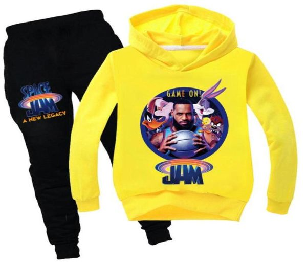 Ensembles de vêtements 2022 Kids Movie Space Jam 2 Girl Boys Boys Automne Cartoon Sports Costumes Hoodies Tshirtpants 2pcs Tracksuits 216Y9504644