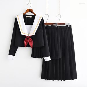 Ensembles de vêtements 2022 Costume de marin Étudiants Uniforme scolaire pour adolescents Preppy Style Cos JK Japonais Seifuku Bow Jupe Chemise