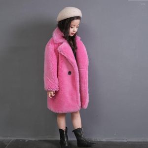 Ensembles de vêtements 2022 hiver mode filles manteau en fausse fourrure ours en peluche longues vestes et manteaux épaissir chaud Parkas vêtements d'extérieur pour enfants D73