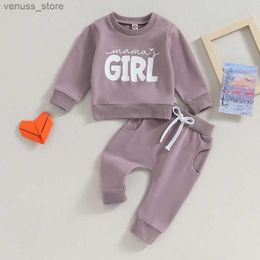 Ensembles de vêtements 2023-07-25 Lioraitiin 0-3y Toddler bébé fille d'automne Mama Girl Pullover Sweat-shirt et Pantalon de jogger.