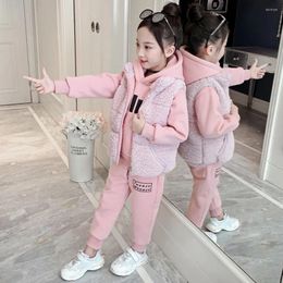 Ensembles de vêtements 2023 Bébé Garçons Filles Noël Automne Chaud Gilet Manteau Sweat Pantalon 3Pcs Infant Enfants Enfants Costume De Sport Vêtements En Bas Âge