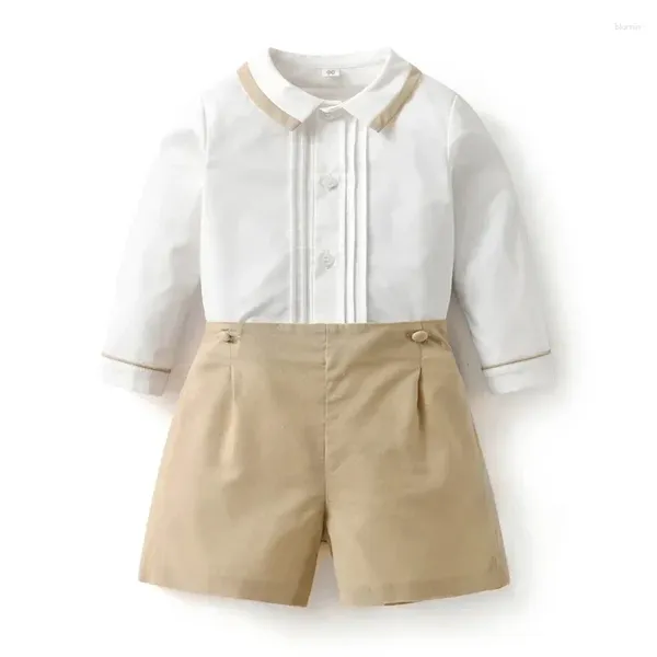 Ensembles de vêtements 2023 Vêtements espagnols pour bébés garçons pour garçon costume à manches longues chemise en coton short pantalon enfants tenue de fête d'anniversaire