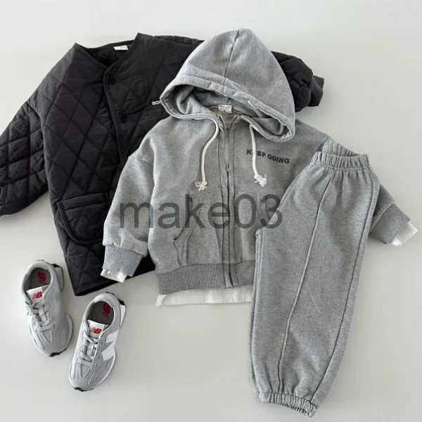 Conjuntos de ropa 2023 Bebé Casual Chándal Niños Niños Algodón Cremallera Chaqueta con capucha + Pantalones Jogger Set 2pcs / Sets Niños Niñas Ocio Trajes deportivos J231020