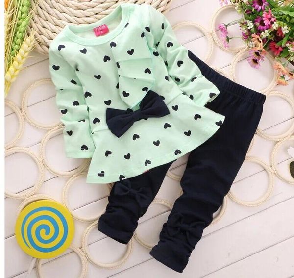 Conjuntos de ropa 2023 Baby Girl Primavera Trajes de dos piezas Moda Otoño Ropa de manga larga para niños Vestido con volantes ondulados Traje Boutique