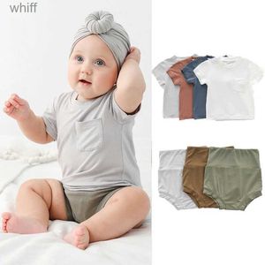 Ensembles de vêtements 2023 Fibre de bambou bébé T-shirt à manches courtes été bébé garçon fille vêtements taille haute bébé pantalon nouveau-né bébé vêtements d'extérieur C24319