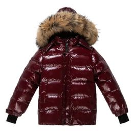 Ensembles de vêtements 2023 enfants garçon hiver doudoune vraie fourrure imperméable brillant fille manteau 114 ans enfants adolescent vêtements d'extérieur enfant en bas âge tenue 231123