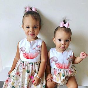 Ensembles de vêtements 2023 vêtements de Pâques nés enfants bébé fille soeur tenues assorties fleur barboteuse robe ensemble