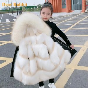 Ensembles de vêtements 2023 Mode hiver enfants fausse fourrure manteau enfant garçons filles vêtements vêtements à capuche épais chaud veste d'extérieur Parka snowsuit 231124