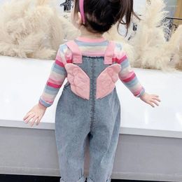 Ensembles de vêtements 2023 filles bébé ensemble hauts à rayure pull chemises 3D ailes salopette jeans pantalons enfants printemps automne princesse vêtements