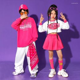 Ensembles de vêtements 2023 Jazz Dancer Outfit Femmes Hip Hop Dancewear Pom-Pom Girl Unidorm Stage Costume Rose Cargo Pantalon Crop Tops Dj Ds Clubwear