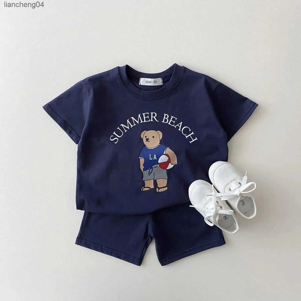 Ensembles de vêtements 2023 Corée bébé garçon vêtements ensemble enfant en bas âge enfants vêtements d'été dessin animé ours t-shirt + short deux pièces costume nouveau-né garçon fille tenues