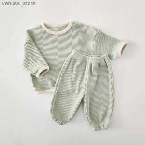 Ensembles de vêtements 2023 coréens printemps automne, enfants vêtements de vêtements de vêtements de coton, chemises patchées, costumes