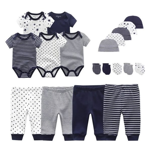 Conjuntos de ropa 2023 Ropa unisex de color sólido para niños recién nacidos Medias + Pantalones + Gorro + Guantes/Baberos Ropa para bebés Conjunto de ropa de algodón Beibei 231114