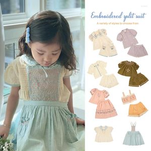 Ensembles de vêtements 2023 été AP ensemble deux pièces filles Style pastoral haute définition robuste broderie haut et Short bohème filles