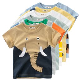 Ensembles de vêtements 2023 été dessin animé éléphant t-shirt garçons filles animaux à manches courtes O cou t-shirts enfants vêtements bambin coton hauts 230630