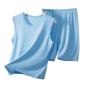 Kledingsets 2023 Zomer Kinderen S massief kleuren Vest Pak Kid Boy Girl Shorts 2 -delige Set katoenen sportkleding 2 1 230504