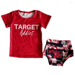 Conjuntos de ropa 2023 Venta al por mayor Target Letter Red Mangas cortas Bummies Niños pequeños Verano