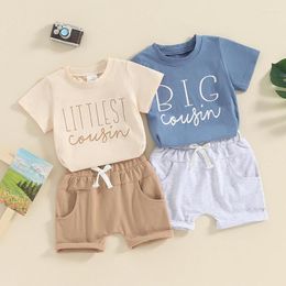 Ensembles de vêtements 2024-01-25 Lioraitiin Toddler Baby Boy Shorts Set à manches courtes T-shirt Imprimé T-shirt Roulé Cartes 2PCS