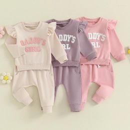 Conjuntos de ropa 2024-09-27 Lioraitiin 0-3Y Ropa para bebé niña Daddys Sudadera de manga larga con cuello redondo Top Pantalones casuales Trajes de otoño e invierno