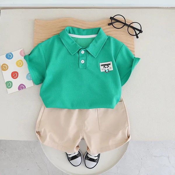 Ensembles de vêtements 2024 Bébé Vêtements d'été pour enfants Boy Fashion Panda Panda Collier à manches courtes T-shirts et shorts Boys Boys Boutique tenue