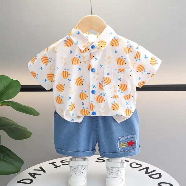 Sets de ropa 2024 BOUTique Baby Boy Summer Ropa para niños Niños de 2 a 3 años COLLAR DE COLAR COLLAR DEL COLAR