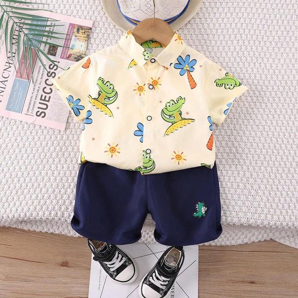 Sets de ropa 2024 BOUTique Baby Boy Summer Ropa para niños Niños de 2 a 3 años Coconut Tree Camisetas de manga corta y pantalones pantalones cortos