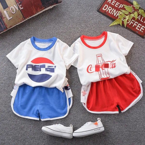 Ensembles de vêtements 2024 Ensemble d'été en coton pour enfants à manches courtes 0-6 ans Short à motif Coke